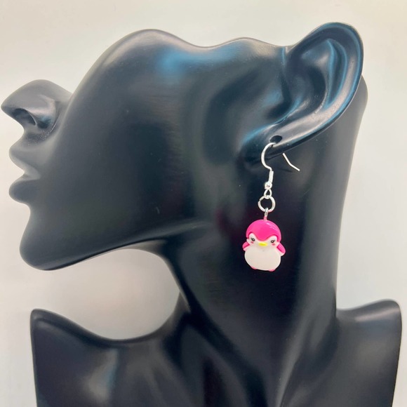 Penguin Earrings - Pink Baby Penguins - Baby Shower Earrings - Zoo Earrings - Picture 9 of 9